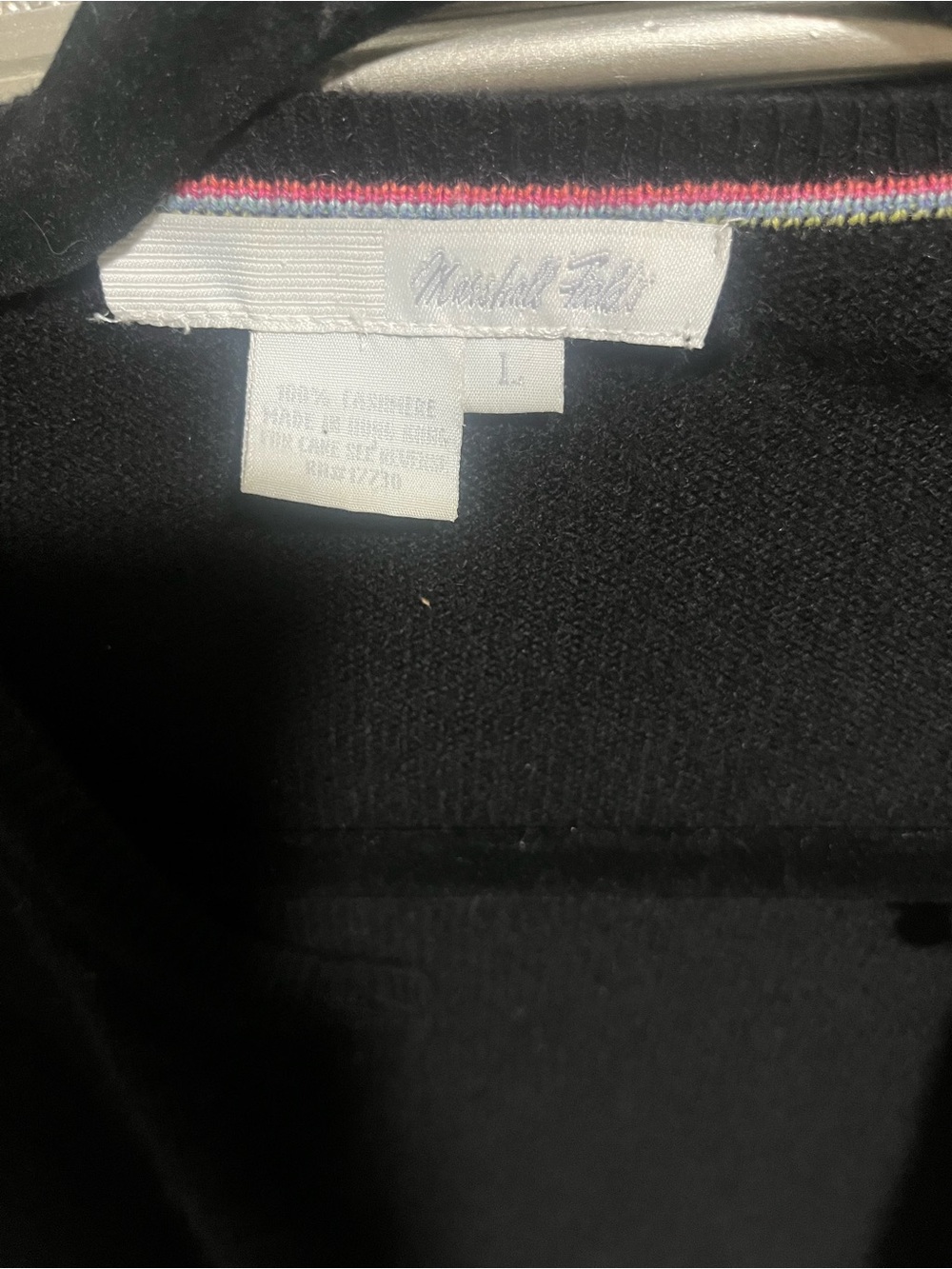 Marshall Fields Black Cashmere Crewneck Button-Front Cardigan Vintage - Picture 2 of 8